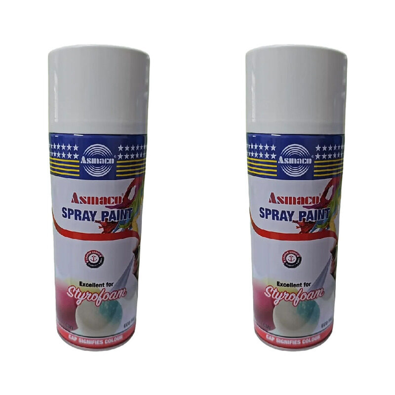 

Asmaco Styro Foam Spray Paints - White - 400 Ml - Set of 02
