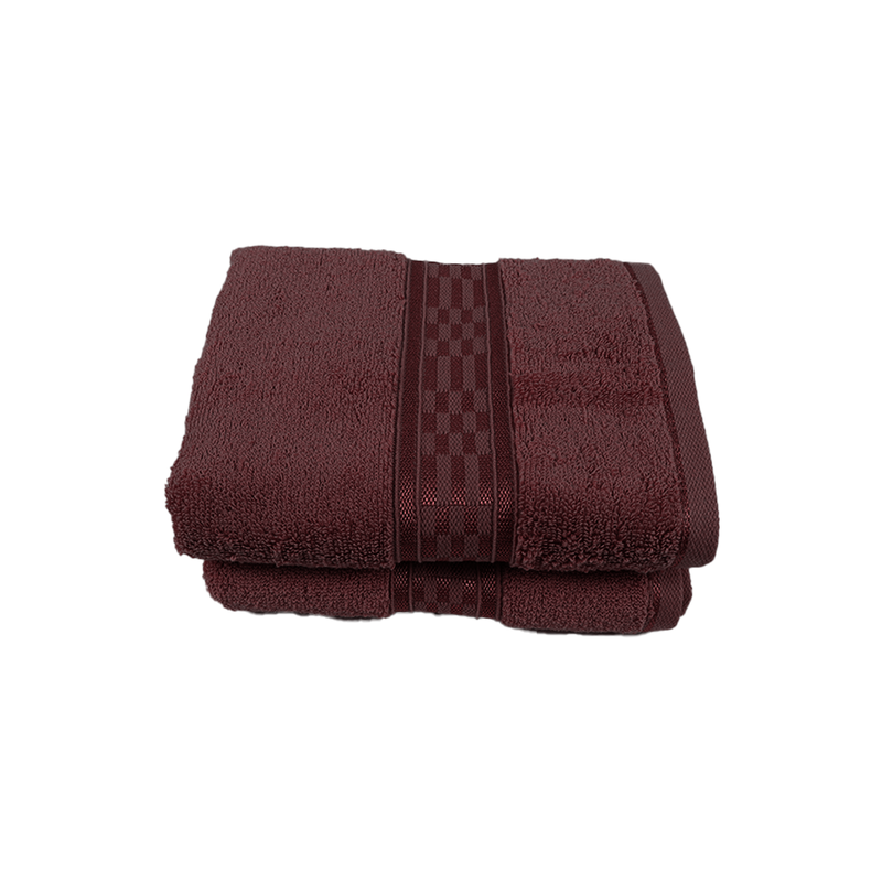BYFT Home Ultra (Burgundy) Premium Hand Towel  (50 x 90 Cm - Set of 2) 100% Cotton Highly Absorbent, High Quality Bath linen with Checkered Dobby 550 Gsm
