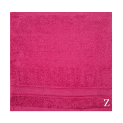 BYFT Daffodil (Fuchsia Pink) Monogrammed Face Towel (30 x 30 Cm-Set of 6) 100% Cotton, Absorbent and Quick dry, High Quality Bath Linen-500 Gsm White Thread Letter "Z"