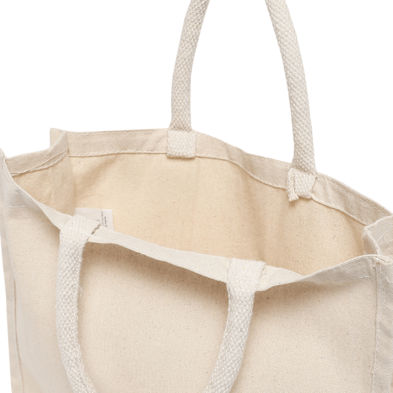 BYFT Canvas 8 Oz Tote Bags with Gusset (Natural) Reusable Eco Friendly Shopping Bag (33.02 x 10.16 x 33.02 Cm) Set of 6 Pcs