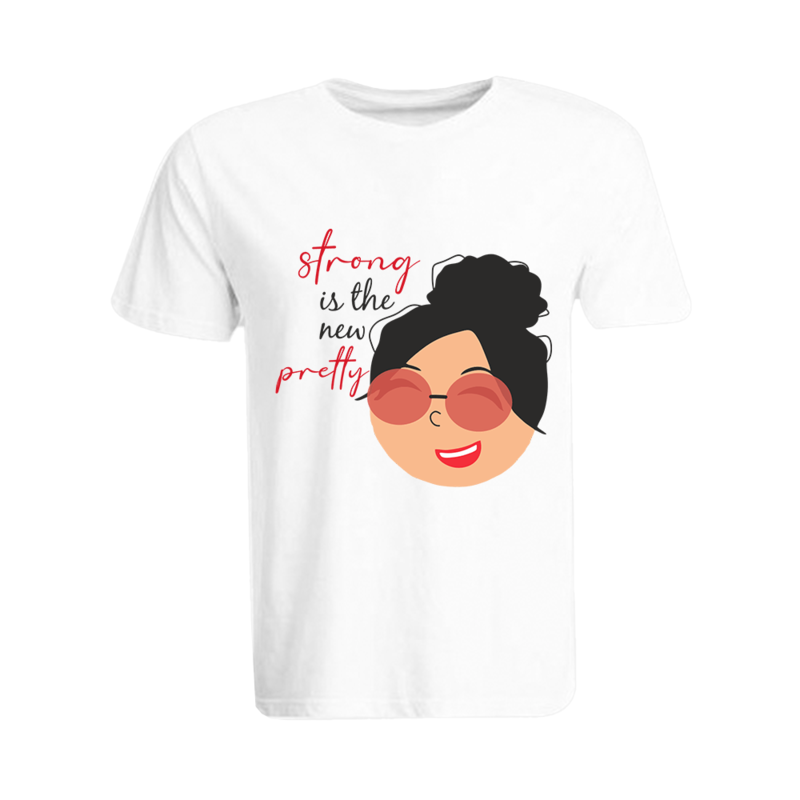 

BYFT (White) Printed Cotton T-shirt (Strong is the new Pretty) Personalized Round Neck T-shirt For Women (Small)-Set of 1 pc-190 GSM