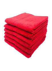 BYFT Gardenia 100% Cotton Hand Towel Set, 6 Piece, Red