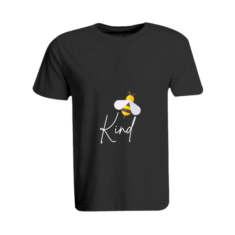 BYFT (Black) Printed Cotton T-shirt (Bee Kind) Personalized Round Neck T-shirt For Women (2XL)-Set of 1 pc-190 GSM