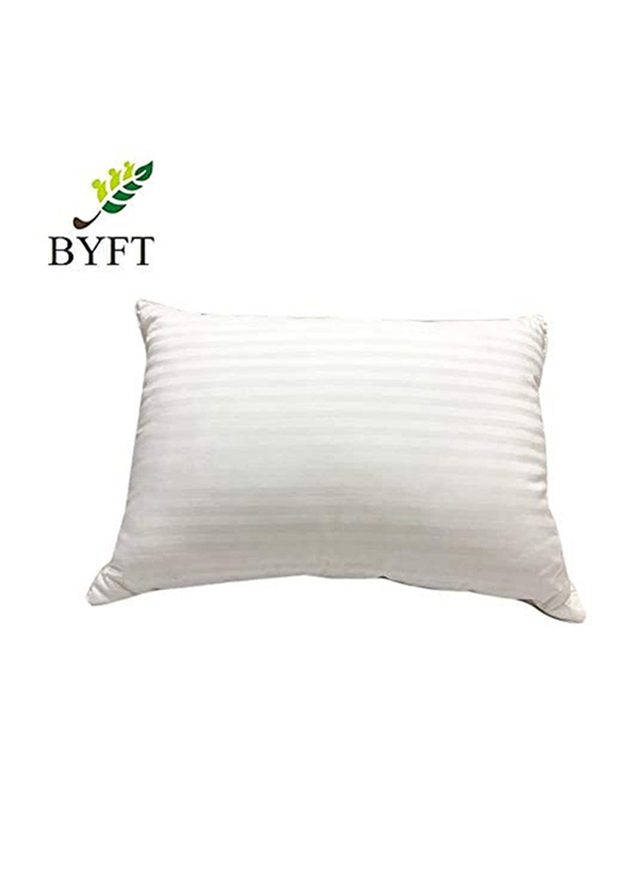 BYFT Orchard Premium 1Kg Filling Hollow Fiber Cotton Stripe Pillows, 50 x 70cm, White