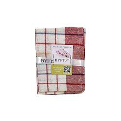 BYFT Orchard Blue & Red Multi Checks (50 x 70 Cm) Tea Towel-Set of 6