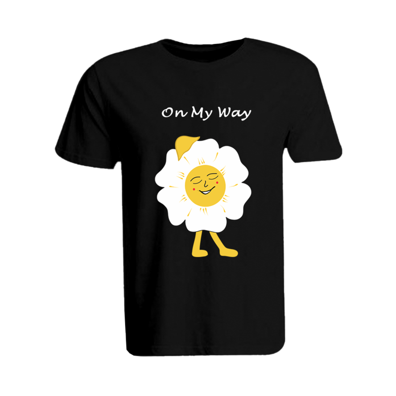 

BYFT (Black) Printed Cotton T-shirt (On my way Daisy) Personalized Round Neck T-shirt For Women (2XL)-Set of 1 pc-190 GSM