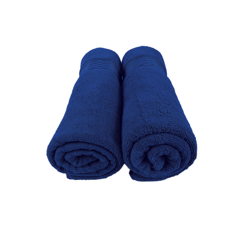 BYFT Home Ultra (Blue) Premium Bath Sheet  (90 x 180 Cm - Set of 2) 100% Cotton Highly Absorbent, High Quality Bath linen with Checkered Dobby 550 Gsm