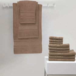 BYFT Home Castle (Beige) 4 Hand Towel (50 x 90 Cm) & 2 Bath Towel (70 x 140 Cm) 100% Cotton Highly Absorbent, High Quality Bath linen with Diamond Dobby 550 Gsm Set of 6