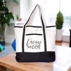 BYFT White Canvas Bag with Black Tape (Vacay Mode)