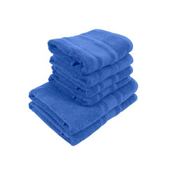 BYFT Home Castle (Blue) 4 Hand Towel (50 x 90 Cm) & 2 Bath Towel (70 x 140 Cm) 100% Cotton Highly Absorbent, High Quality Bath linen with Diamond Dobby 550 Gsm Set of 6