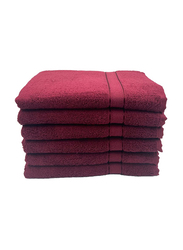 BYFT 6-Piece Daffodil 100% Cotton Bath Towel, 70 x 140cm, Burgundy