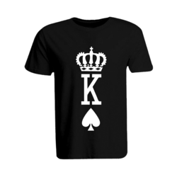 BYFT (Black) Printed Cotton T-shirt (Crown King Spades) Personalized Round Neck T-shirt For Men (2XL)-Set of 1 pc-190 GSM