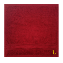 BYFT Daffodil (Burgundy) Monogrammed Face Towel (30 x 30 Cm-Set of 6) 100% Cotton, Absorbent and Quick dry, High Quality Bath Linen-500 Gsm Golden Thread Letter "L"