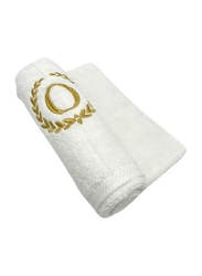 BYFT 100% Cotton Embroidered Monogrammed Letter O Hand Towel, 50 x 80cm, White/Gold