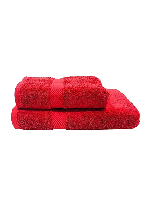 BYFT Gardenia 100% Cotton Towel Set, 2 Piece, Red