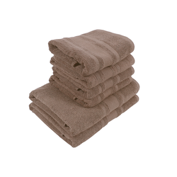 BYFT Home Castle (Beige) 4 Hand Towel (50 x 90 Cm) & 2 Bath Towel (70 x 140 Cm) 100% Cotton Highly Absorbent, High Quality Bath linen with Diamond Dobby 550 Gsm Set of 6