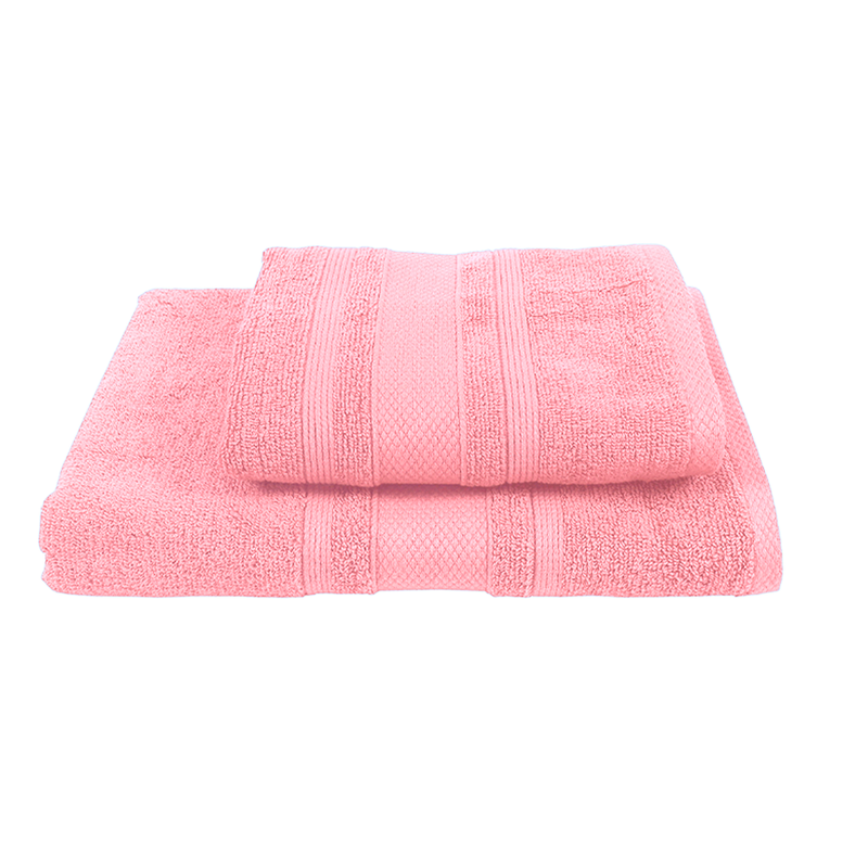 BYFT Home Castle (Pink) Hand Towel (50 x 90 Cm) & Bath Towel (70 x 140 Cm) 100% Cotton Highly Absorbent, High Quality Bath linen with Diamond Dobby 550 Gsm Set of 2