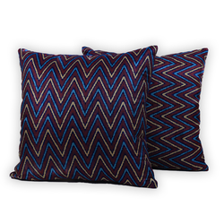 BYFT Zigzag Elegance Berry Blue 16 x 16 Inch Decorative Cushion & Cushion Cover Set of 2