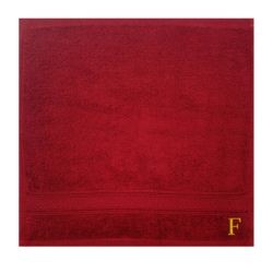 BYFT Daffodil (Burgundy) Monogrammed Face Towel (30 x 30 Cm-Set of 6) 100% Cotton, Absorbent and Quick dry, High Quality Bath Linen-500 Gsm Golden Thread Letter "F"