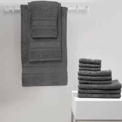 BYFT Home Castle (Grey) Premium Bath Towel  (70 x 140 Cm - Set of 2) 100% Cotton Highly Absorbent, High Quality Bath linen with Diamond Dobby 550 Gsm