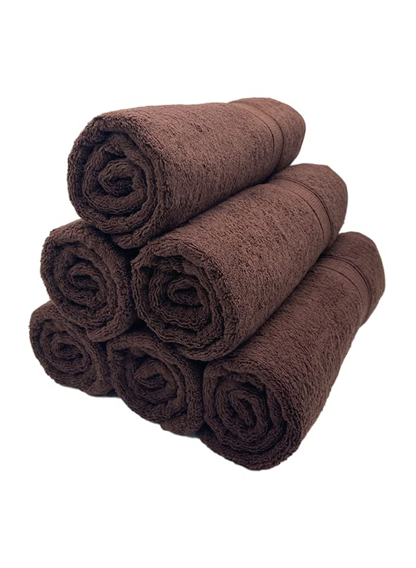 BYFT 6-Piece Daffodil 100% Cotton Bath Towel, 70 x 140cm, Brown