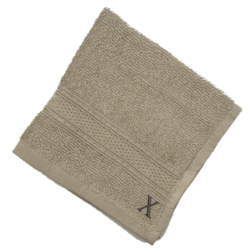 BYFT Daffodil (Light Grey) Monogrammed Face Towel (30 x 30 Cm-Set of 6) 100% Cotton, Absorbent and Quick dry, High Quality Bath Linen-500 Gsm Black Thread Letter "X"