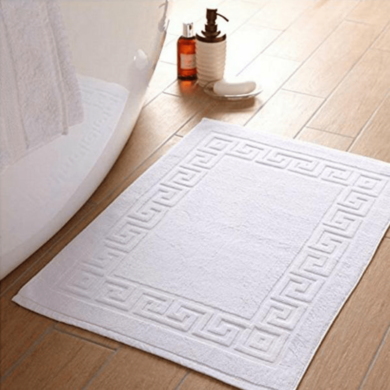 BYFT Magnolia (White) Luxury Bath Mat (50 x 80 Cm -Set of 2) 100% Cotton, Highly Absorbent and Quick dry, Classic Hotel and Spa Quality Bath Linen -1000 Gsm