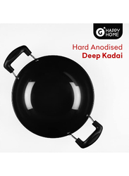Grofers 24cm G-Happy Home Hard Anodised Deep Kadahi, Black