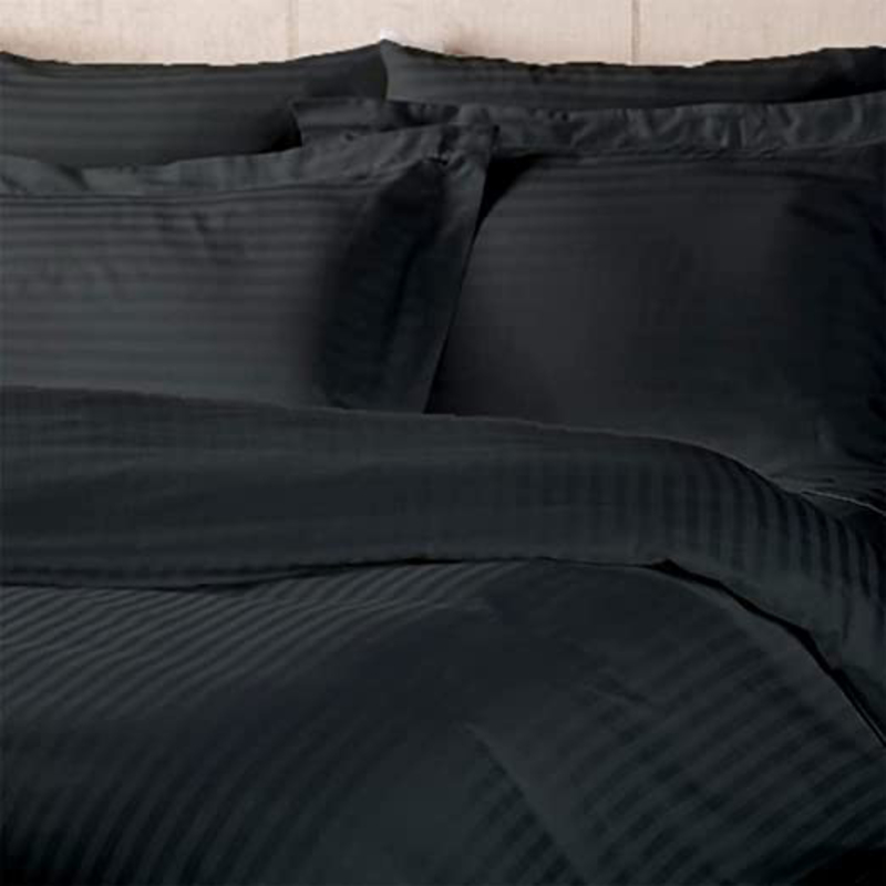 BYFT Tulip Satin Stripe Duvet Cover, 300 Thread Count, Single, Charcoal