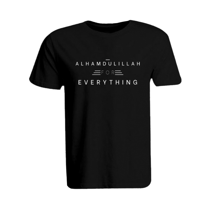 BYFT (Black) Ramadan Printed Tshirt (Alhamdulillah for Everything) Cotton (XL) Unisex Round Neck Tshirt -190 GSM