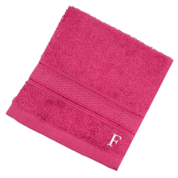 BYFT Daffodil (Fuchsia Pink) Monogrammed Face Towel (30 x 30 Cm-Set of 6) 100% Cotton, Absorbent and Quick dry, High Quality Bath Linen-500 Gsm White Thread Letter "F"