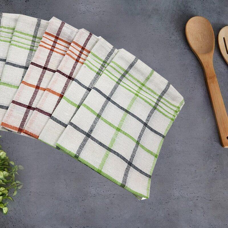 

BYFT Orchard Green Multi Checks (50 x 70 Cm)Tea Towel-Set of 6