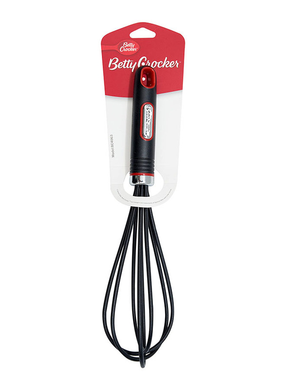 Betty Crocker Nylon Whisk with Thermoplastic Rubber Handle, BC4063, Black