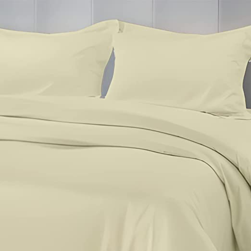 BYFT Tulip 100% Percale Cotton Duvet Cover, 180 Tc, 165 x 245 + 30cm, Single, Cream