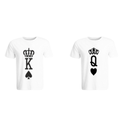BYFT (White) Couple Printed Cotton T-shirt (Crown King & Queen) Personalized Round Neck T-shirt (Small)-Set of 2 pcs-190 GSM