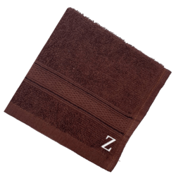 BYFT Daffodil (Brown) Monogrammed Face Towel (30 x 30 Cm-Set of 6) 100% Cotton, Absorbent and Quick dry, High Quality Bath Linen-500 Gsm White Thread Letter "Z"