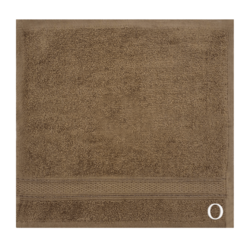 BYFT Daffodil (Dark Beige) Monogrammed Face Towel (30 x 30 Cm-Set of 6) 100% Cotton, Absorbent and Quick dry, High Quality Bath Linen-500 Gsm White Thread Letter "O"