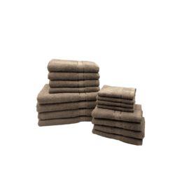 BYFT Daffodil (Dark Beige) 100% Cotton Premium Bath Linen Set (4 Face, 4 Hand, 4 Adult Bath, & 4 Kids Bath Towels) Super Soft, Quick Dry, and Highly Absorbent Family Bath Linen Pack -Set of 16 Pcs