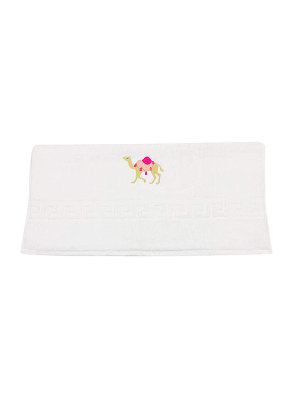 BYFT 100% Cotton Embroidered Camel Bath Towel, 70 x 140 cm, White/Pink