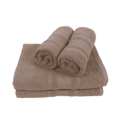 BYFT Home Castle (Beige) 2 Hand Towel (50 x 90 Cm) & 2 Bath Towel (70 x 140 Cm) 100% Cotton Highly Absorbent, High Quality Bath linen with Diamond Dobby 550 Gsm Set of 4