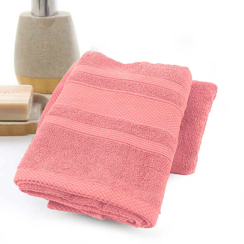 BYFT Home Castle (Pink) Premium Hand Towel  (50 x 90 Cm - Set of 2) 100% Cotton Highly Absorbent, High Quality Bath linen with Diamond Dobby 550 Gsm