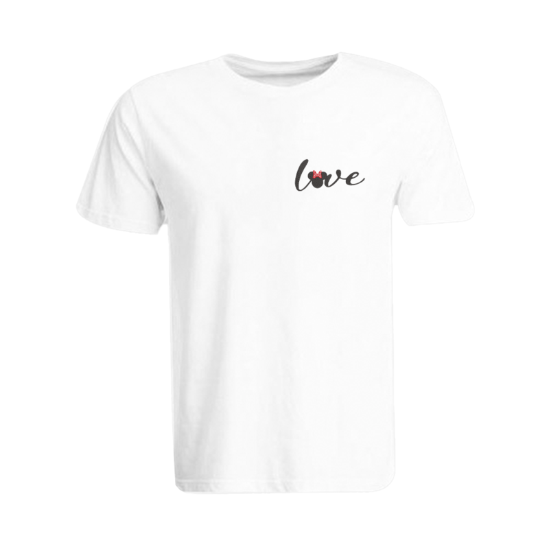 

BYFT (White) Embroidered Cotton T-shirt (Minnie Love) Personalized Round Neck T-shirt For Women (Small)-Set of 1 pc-190 GSM