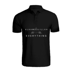BYFT (Black) Ramadan Printed Tshirt (Alhamdulillah for Everything) Cotton (Small) Unisex Polo Neck Tshirt -220 GSM