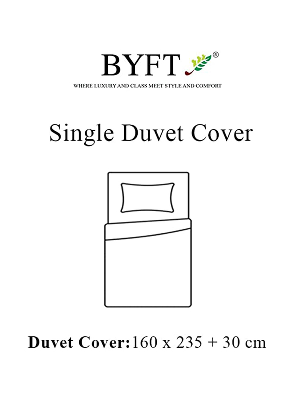 BYFT Tulip 100% Percale Cotton Duvet Cover, 180 Tc, 165 x 245 + 30cm, Single, Sea Green