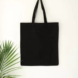 BYFT Black Cotton Flat Tote Bag (Plain)