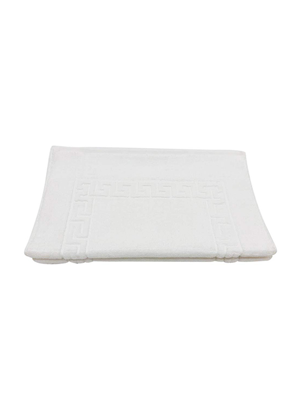 BYFT 2-Piece Magnolia 100% Cotton Bath Mat Towel Set, 50 x 80cm, White