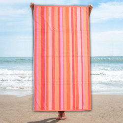 BYFT Jacquard Beach Towel 86 x 162 Cm 390 Gsm Warm Stripe Cotton Set of 1
