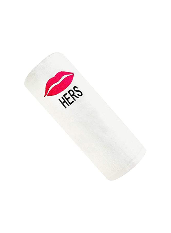 BYFT 100% Cotton Embroidered Hers Lips Hand Towel, 50 x 80cm, White/Pink