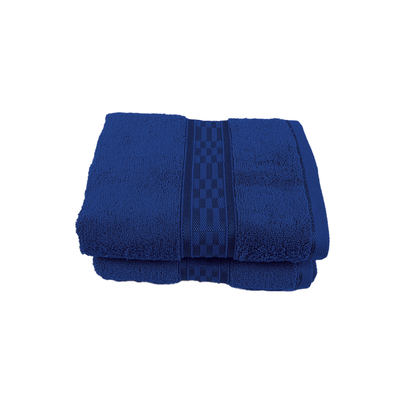 BYFT Home Ultra (Blue) Premium Hand Towel  (50 x 90 Cm - Set of 2) 100% Cotton Highly Absorbent, High Quality Bath linen with Checkered Dobby 550 Gsm