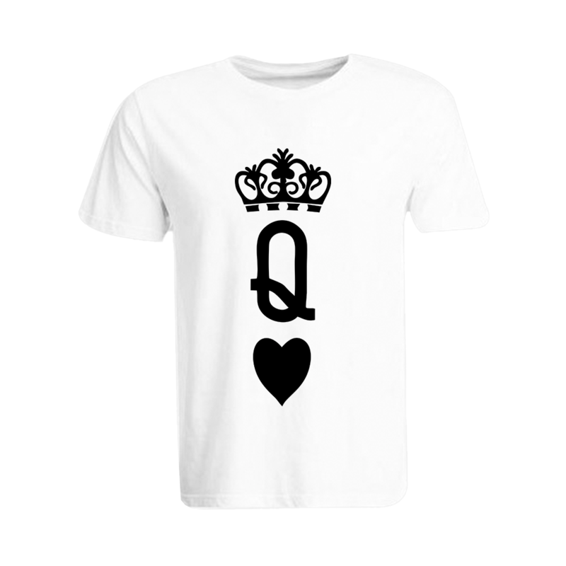 

BYFT (White) Printed Cotton T-shirt (Crown Queen Heart) Personalized Round Neck T-shirt For Women (2XL)-Set of 1 pc-190 GSM